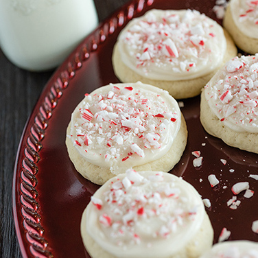Sugar Cookies with Candy Cane Frosting